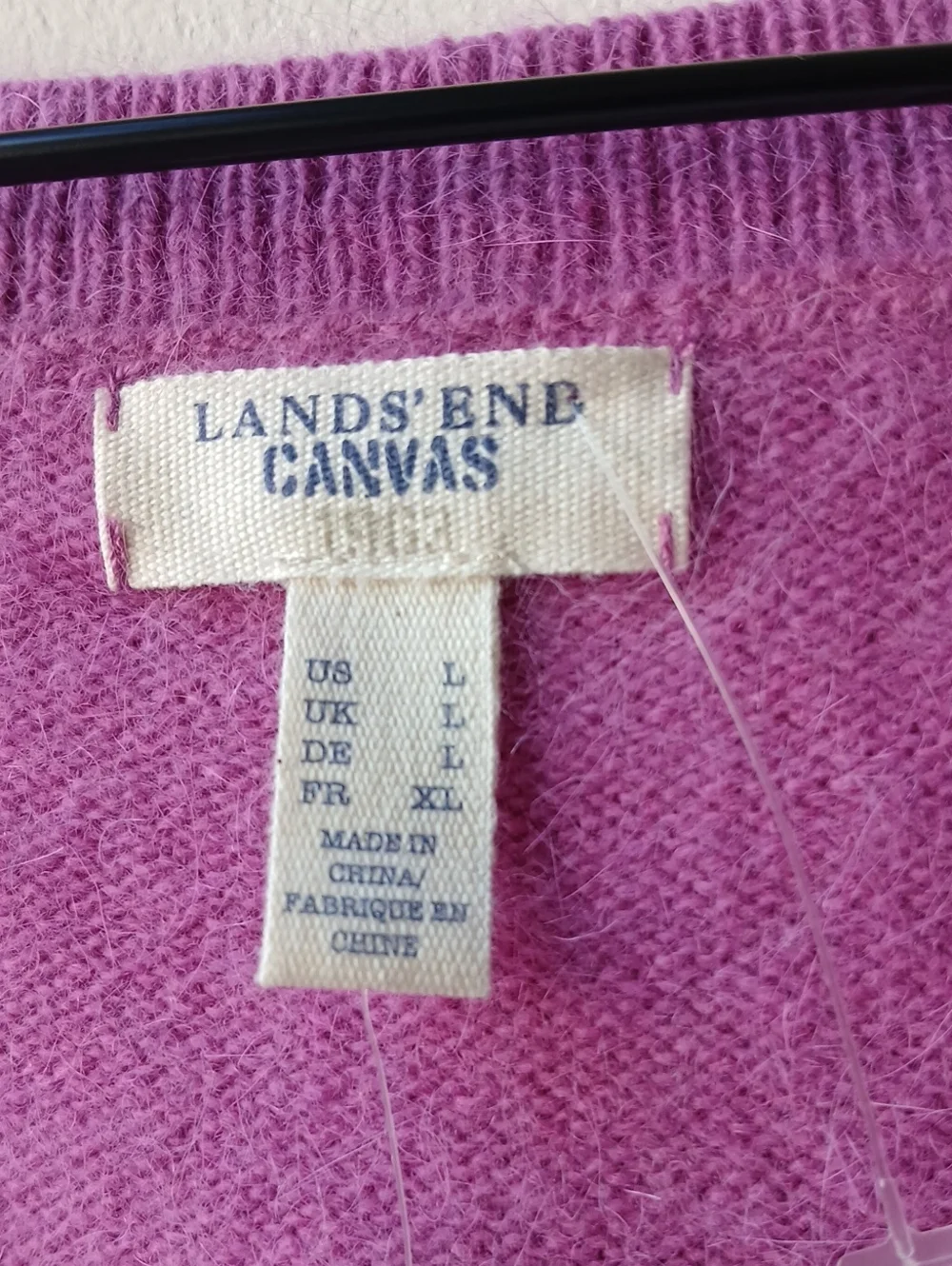 Lands' End Angora V Neck Sweater Purple Orchid Women's Large